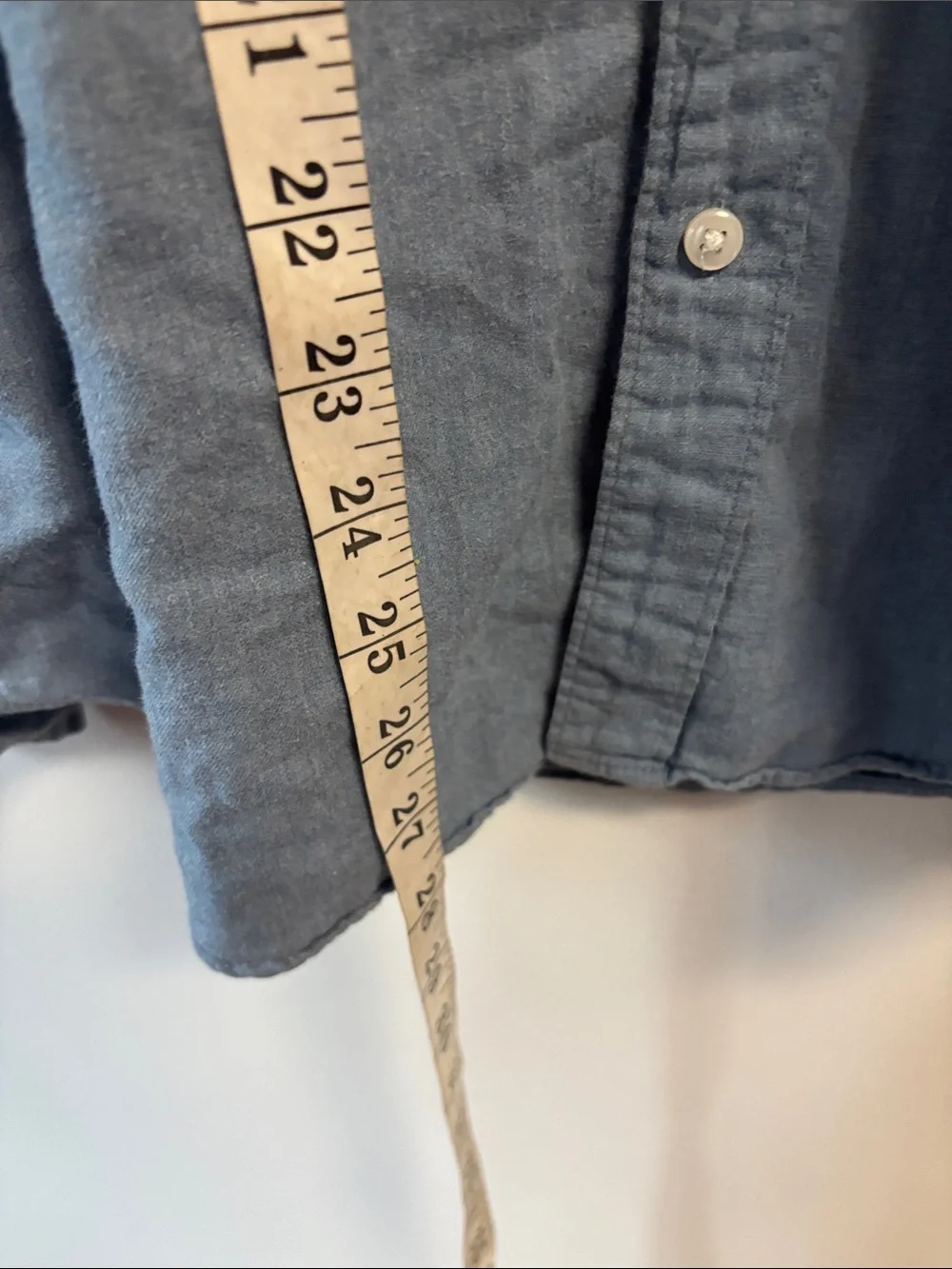 J. Crew Faded Blue Button-Down sz L slim fit cotton linen blend Shirt EUC